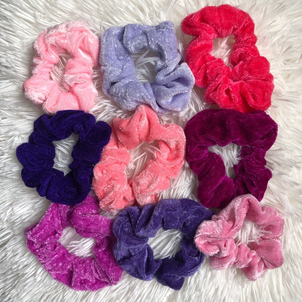 9 New Velvet Hair Scrunchies Pink Purple VSCO Tie